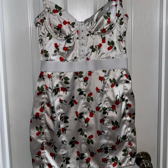 For the Love Of Lemons White Love Song Rose Mini Dress M Bodycon Slip Style Chic